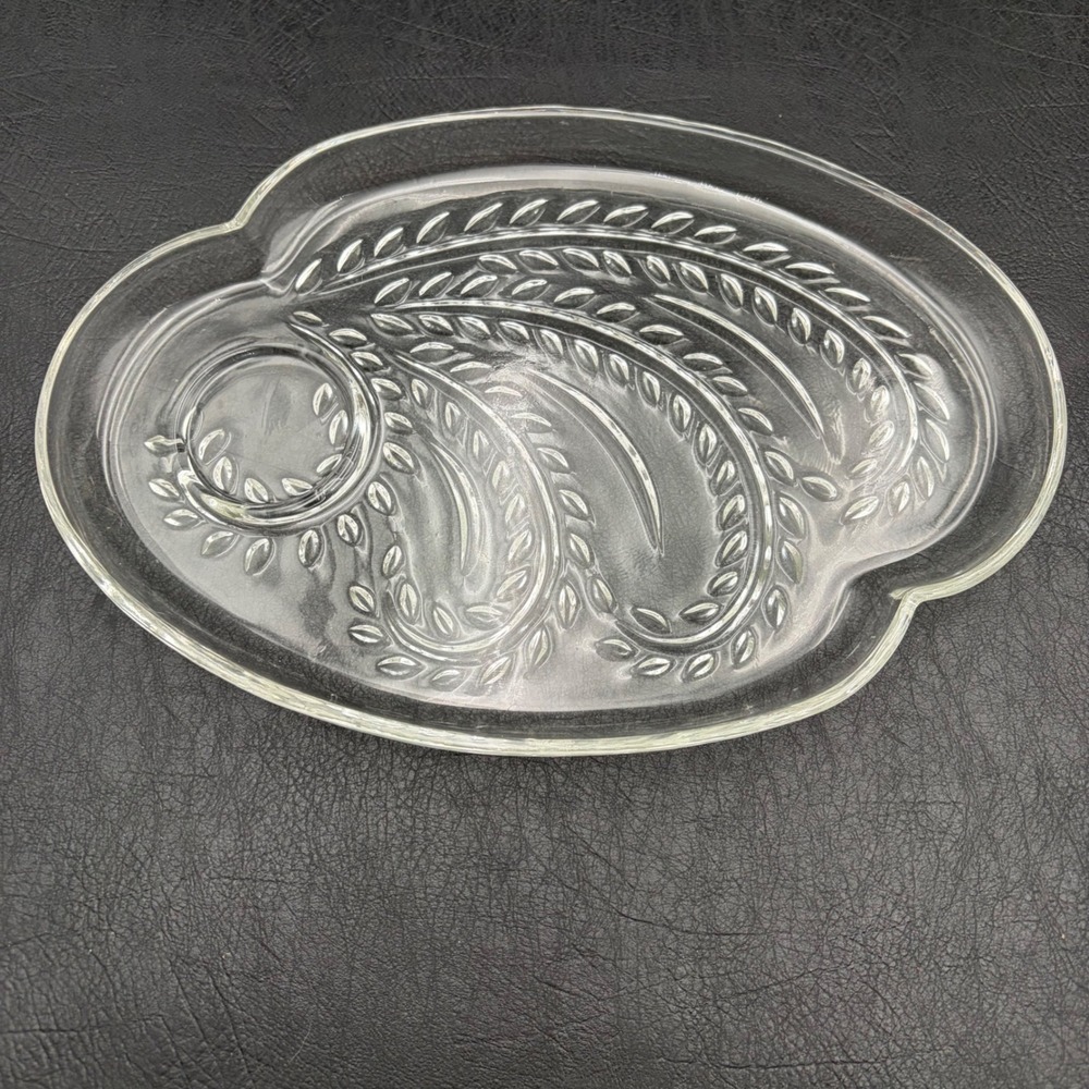 Federal Glass Homestead Wheat Snack Set Replacement Plate Clear Glass 10in